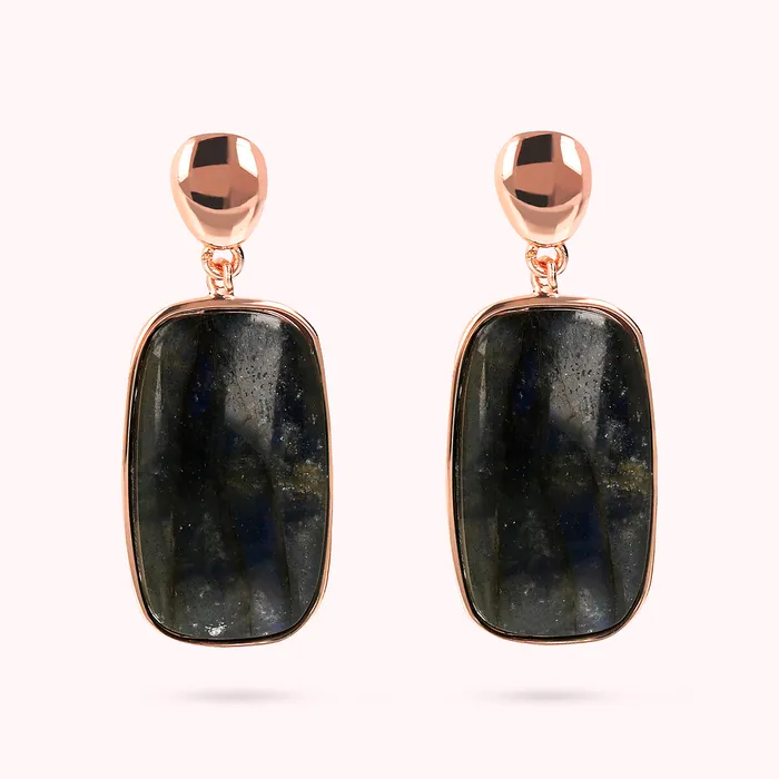 Bronzallure Orecchini Pendenti con Pietra Naturale Taglio a Saponetta Earrings