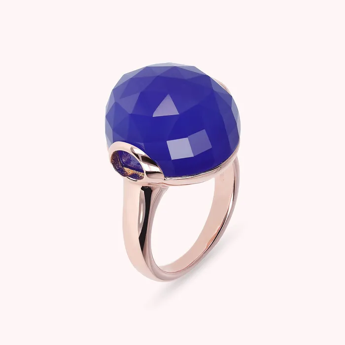 Bronzallure Rings Anello Cocktail con Pietra Naturale Tonda