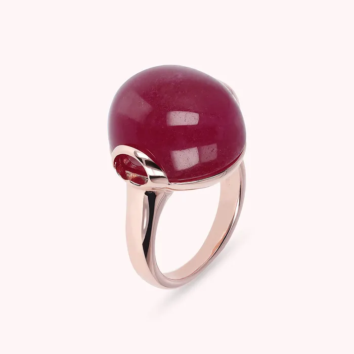 Bronzallure Rings Anello Cocktail con Pietra Naturale Tonda