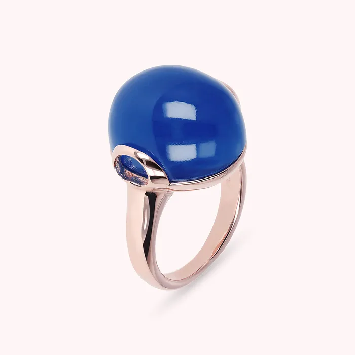 Bronzallure Rings Anello Cocktail con Pietra Naturale Tonda