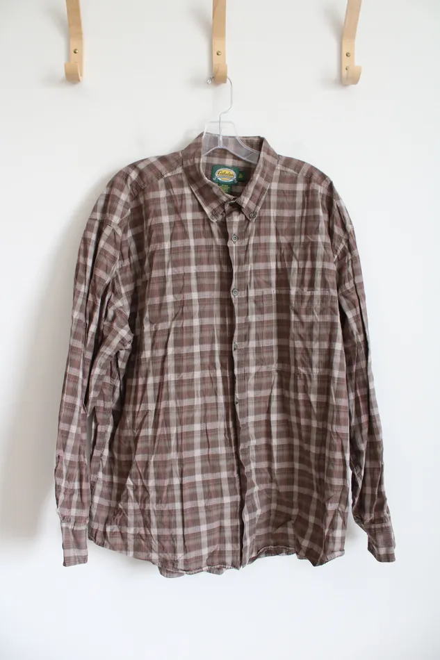 Cabelas Brown Plaid Long Sleeved Button Down Shirt XL Regular Cabelas Earrings