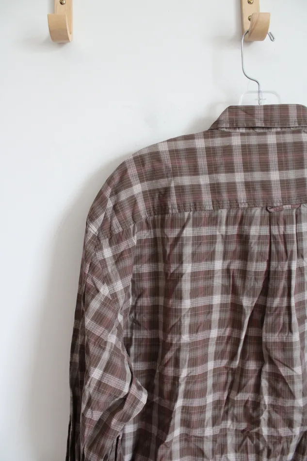 Cabelas Brown Plaid Long Sleeved Button Down Shirt XL Regular Cabelas Earrings