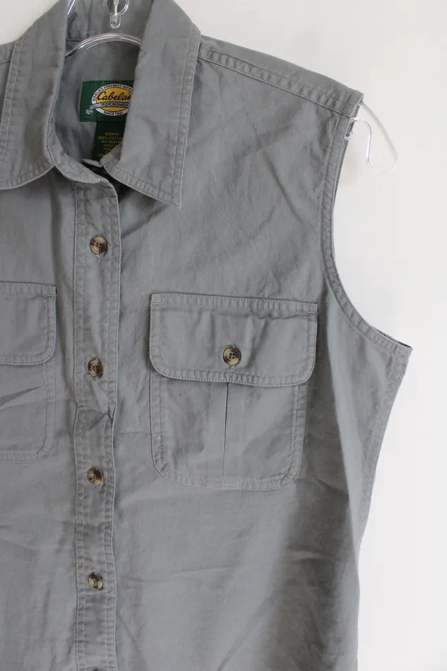 Cabelas Cabelas Gray Green Cotton Button Down Tank S Earrings