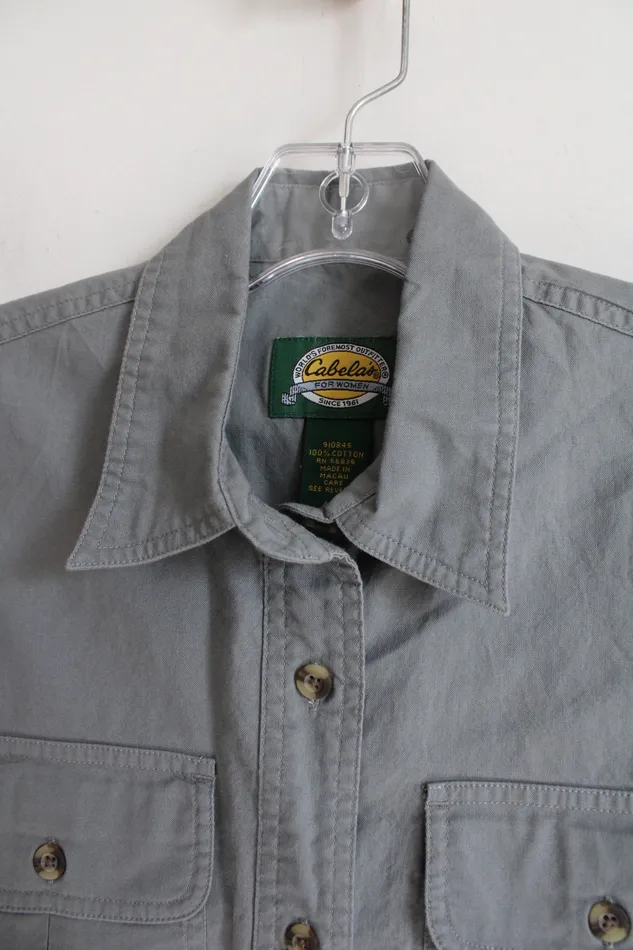 Cabelas Cabelas Gray Green Cotton Button Down Tank S Earrings