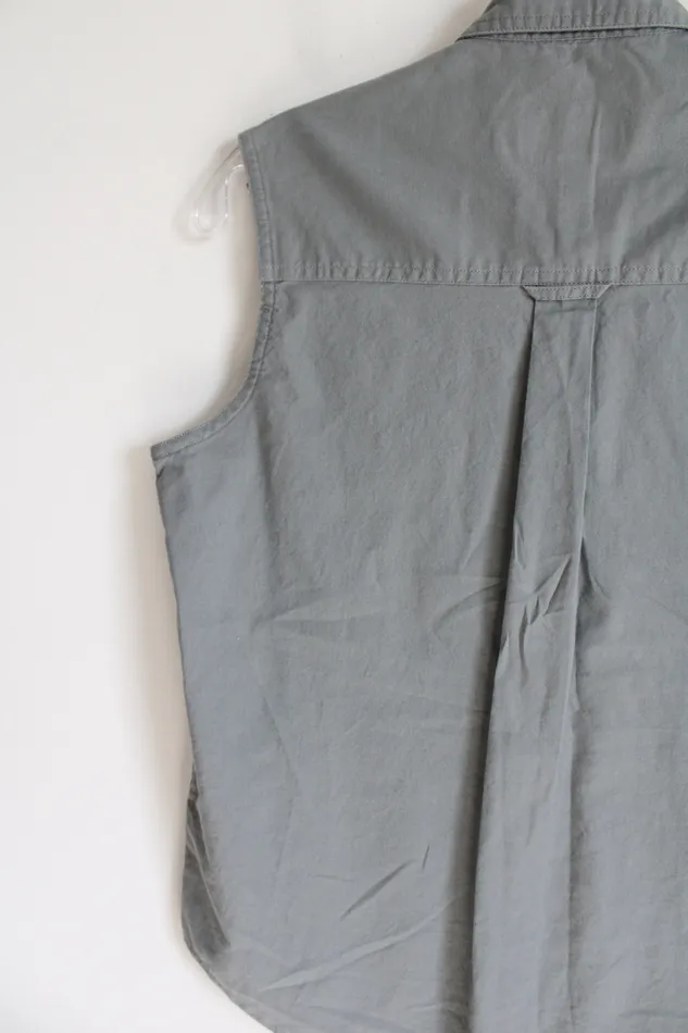 Cabelas Cabelas Gray Green Cotton Button Down Tank S Earrings