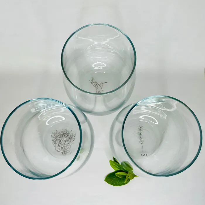 CABO Earrings Stemless Wine Glass Eucalyptus