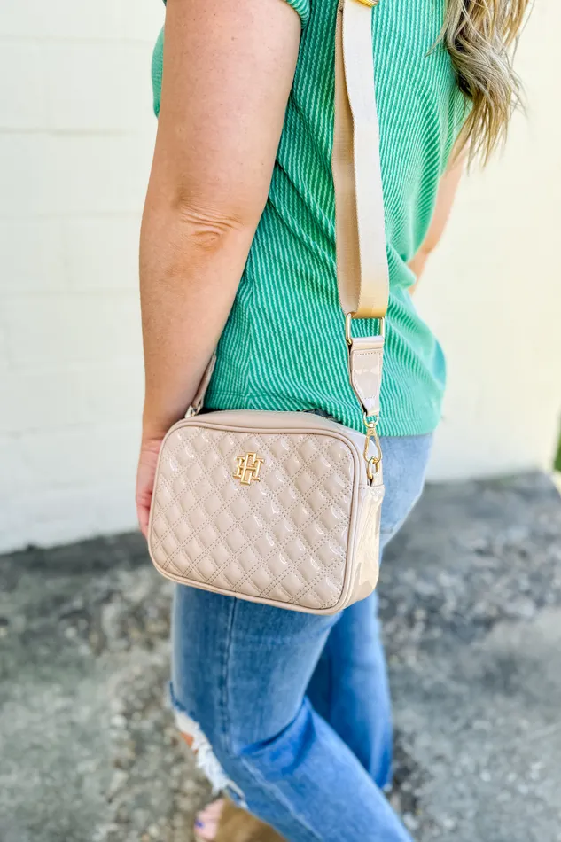 Caroline Hill Earrings Campbell Camera Crossbody Cream Patent