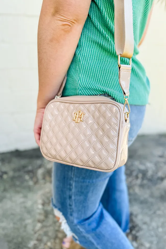 Caroline Hill Earrings Campbell Camera Crossbody Cream Patent