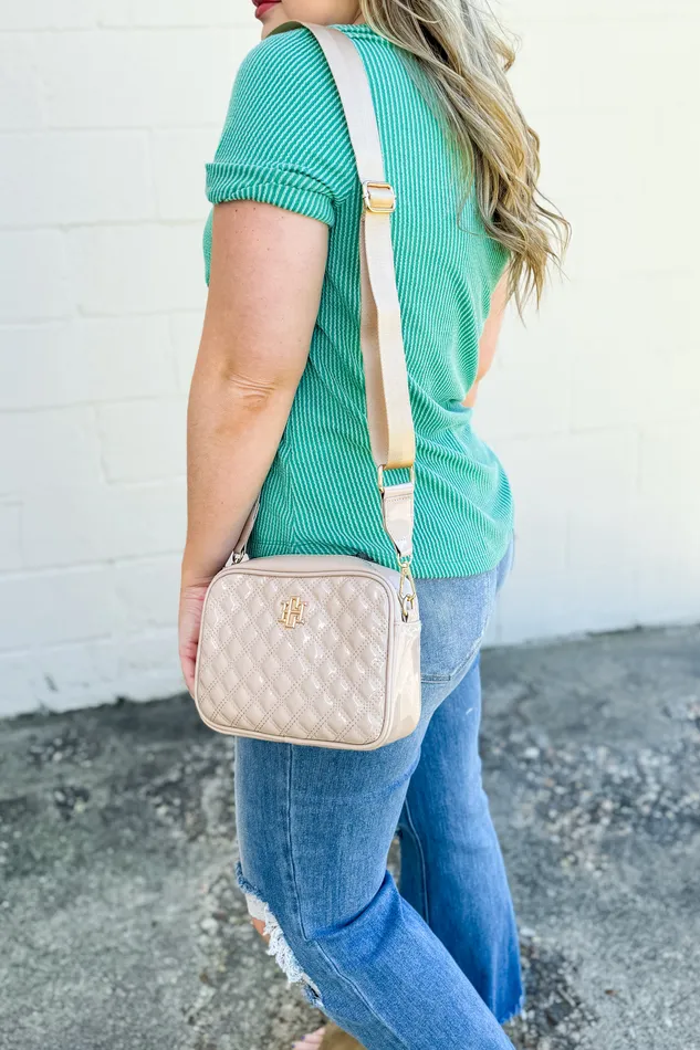 Caroline Hill Earrings Campbell Camera Crossbody Cream Patent