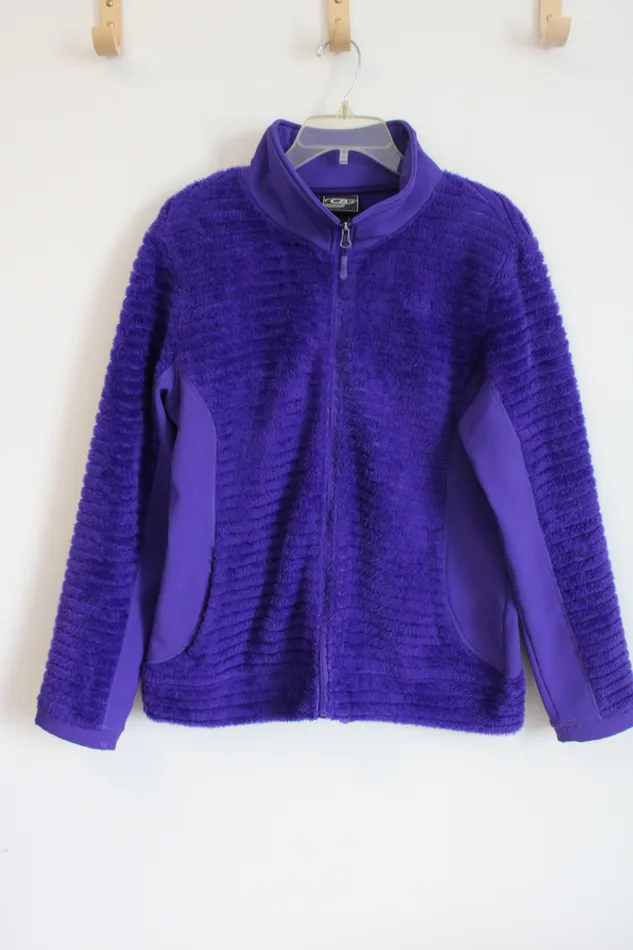CB Purple Fuzzy Zip Up Jacket L CB Earrings