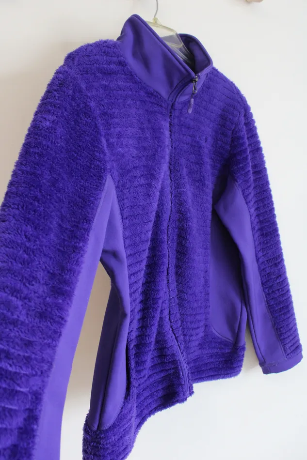 CB Purple Fuzzy Zip Up Jacket L CB Earrings