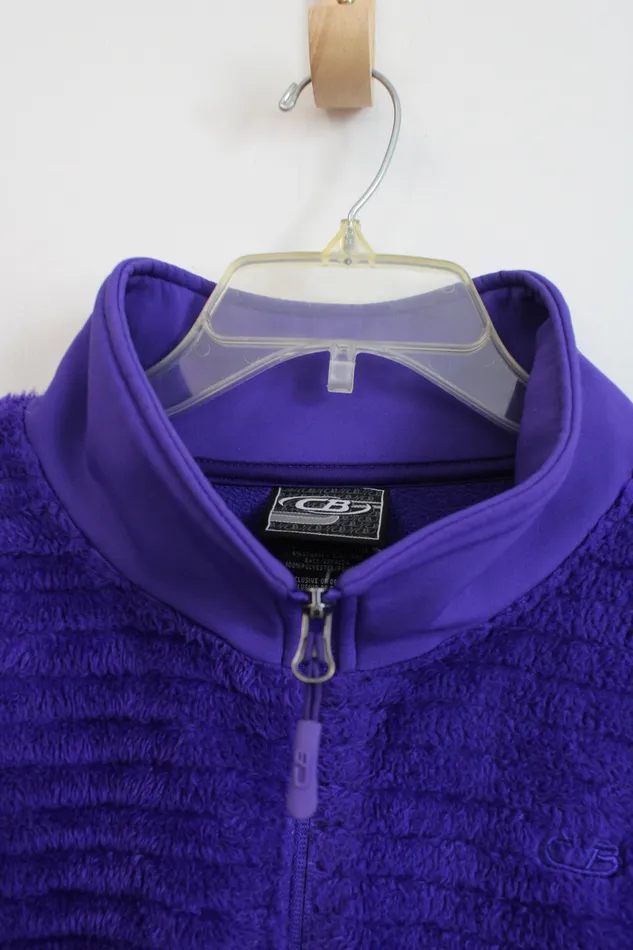CB Purple Fuzzy Zip Up Jacket L CB Earrings
