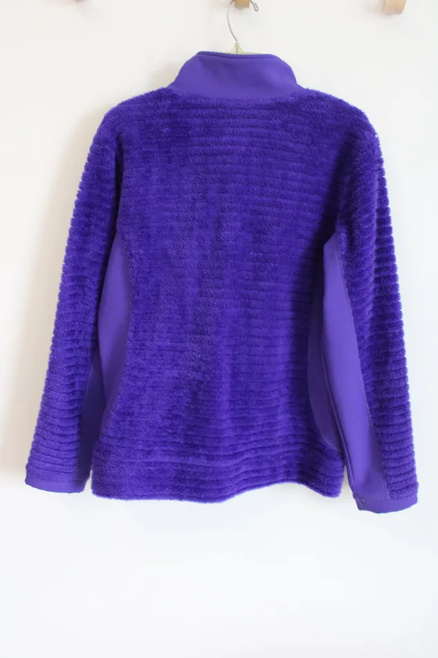 CB Purple Fuzzy Zip Up Jacket L CB Earrings