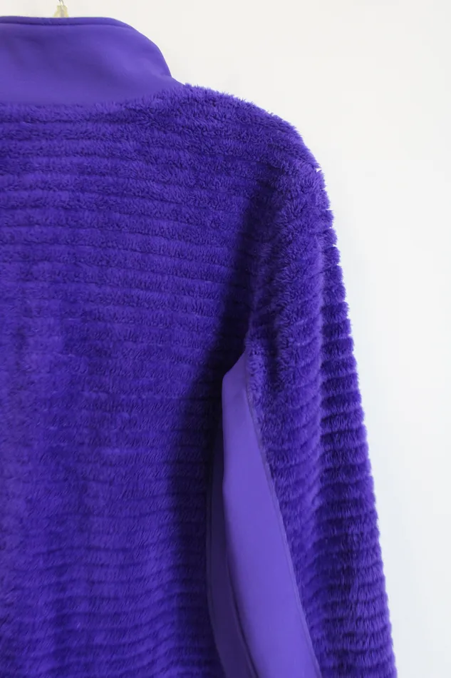 CB Purple Fuzzy Zip Up Jacket L CB Earrings