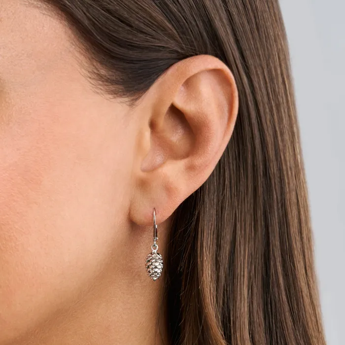 Chadds Ford Jewelry Earrings Rhodium Leverback Pine Cone Earrings