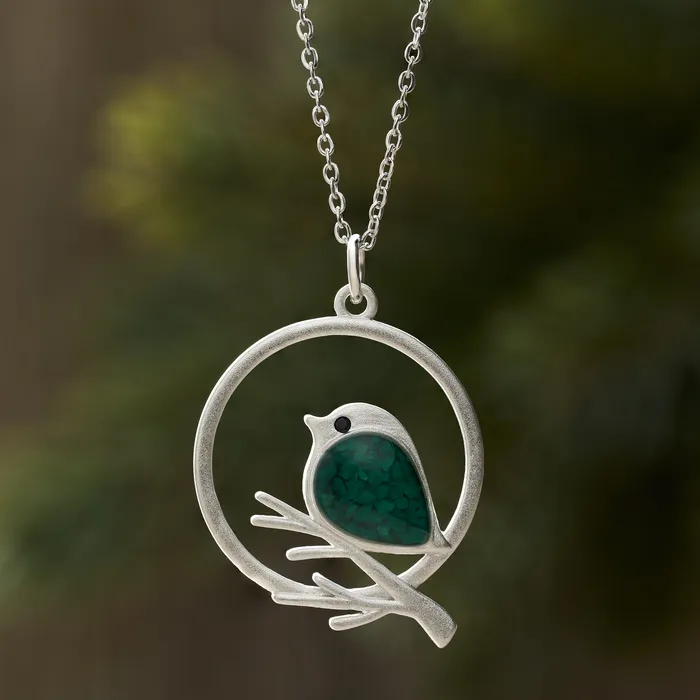 Chadds Ford Jewelry Necklaces Green Glass Birdie Branch Necklace