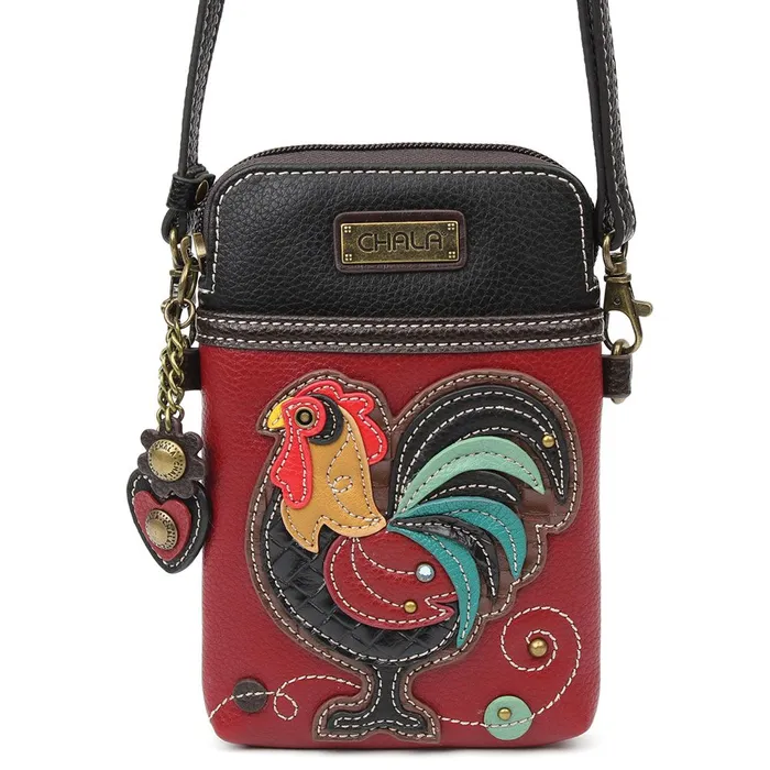 Chala Roosterthemed Cellphone Crossbody Purse Burgundy CHALAGROUP Earrings