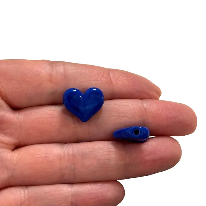 Charm Necklaces Peppy Beads Hand Made Murano Glass Navy Heart Charm