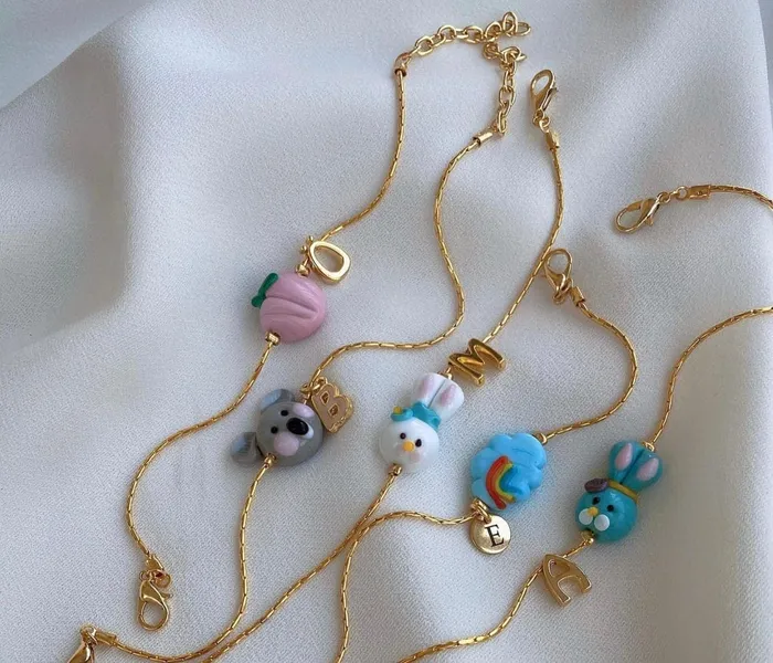 Charm Necklaces Peppy Beads Hand Made Murano Glass Navy Heart Charm