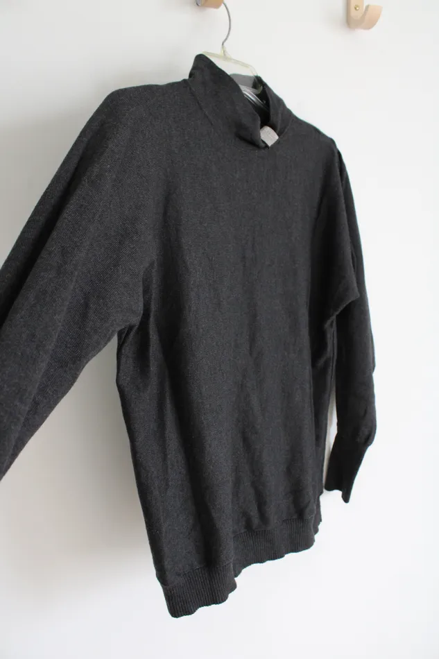 Chicos Charcoal Gray Mock Neck Knit Sweater 0 S Chicos Earrings