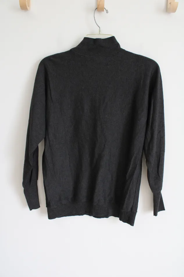 Chicos Charcoal Gray Mock Neck Knit Sweater 0 S Chicos Earrings