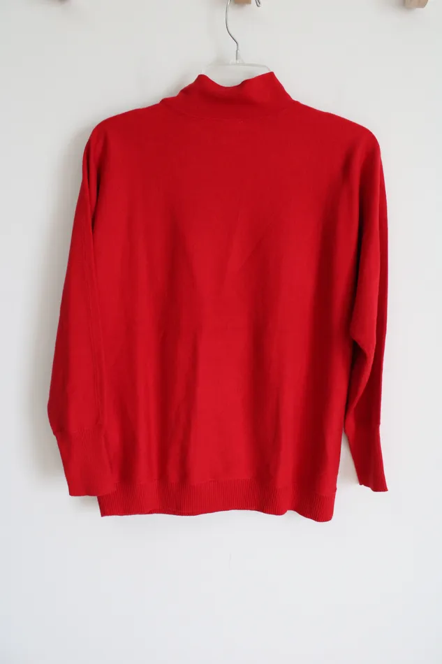 Chicos Earrings Chicos Red Knit Mock Neck Sweater 1 M