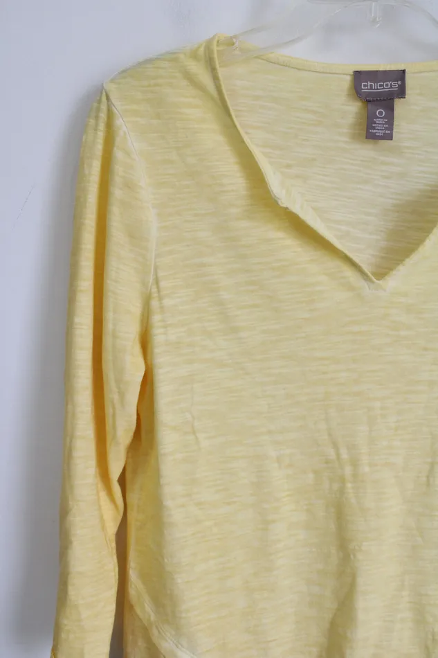Chicos Earrings Chicos Yellow Cotton Long Sleeved Shirt 0 SM
