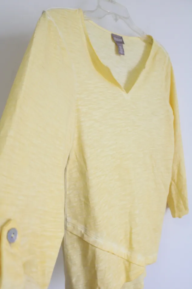 Chicos Earrings Chicos Yellow Cotton Long Sleeved Shirt 0 SM