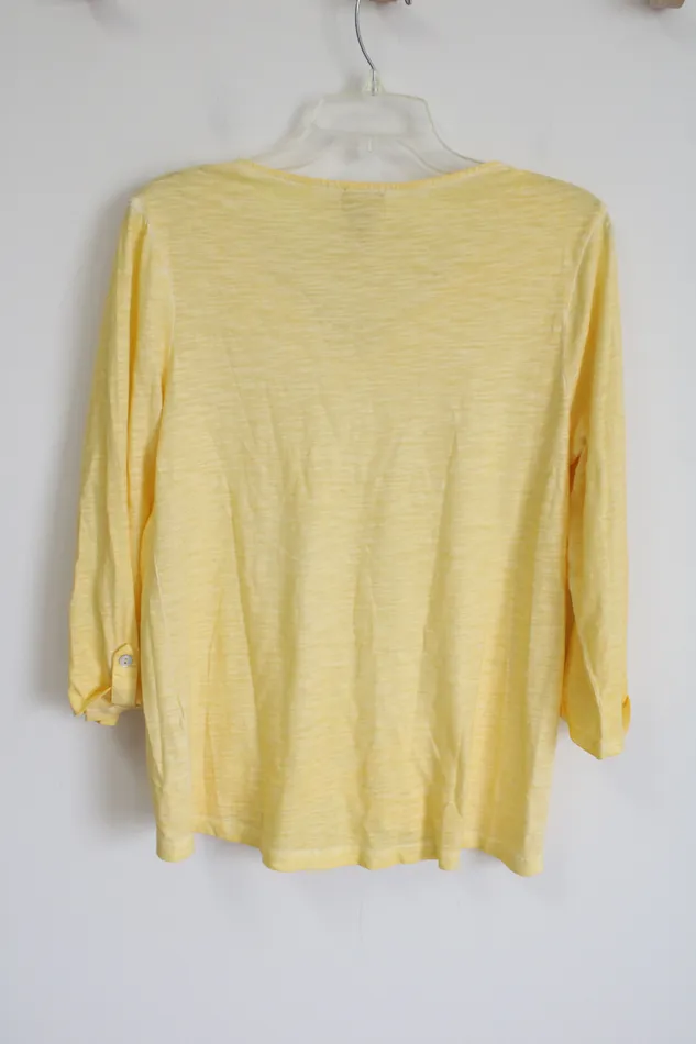 Chicos Earrings Chicos Yellow Cotton Long Sleeved Shirt 0 SM
