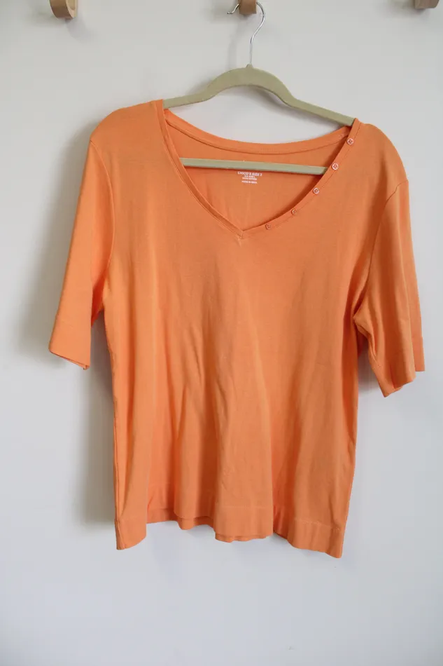 Chicos The Ultimate Tee Orange Shirt L Chicos Earrings