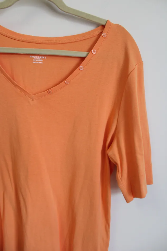 Chicos The Ultimate Tee Orange Shirt L Chicos Earrings