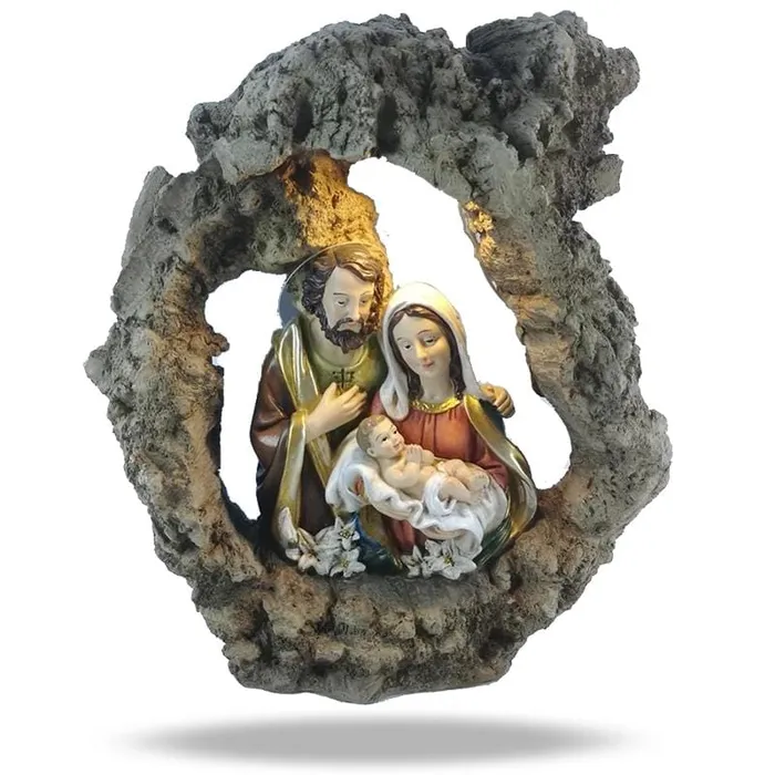 Christian Figurinebr Mary Joseph And Jesus LED Lords Guidance Necklaces