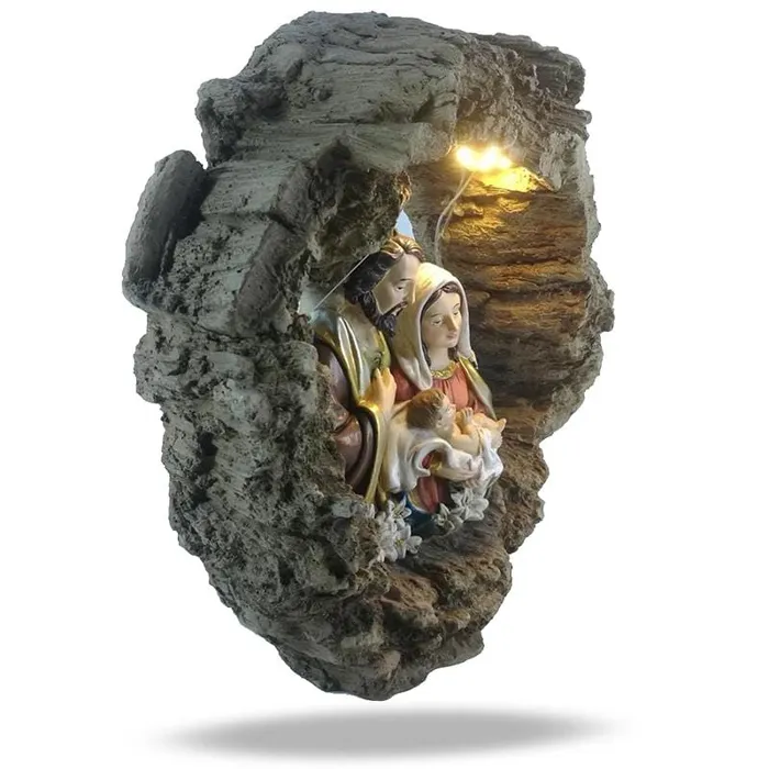 Christian Figurinebr Mary Joseph And Jesus LED Lords Guidance Necklaces
