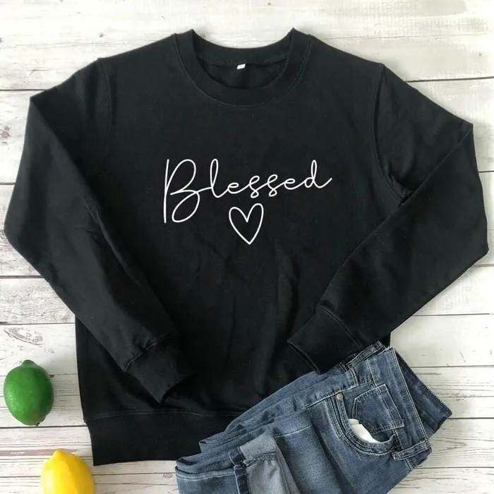 Christian Sweatshirt br Blessed Heart Lords Guidance Necklaces