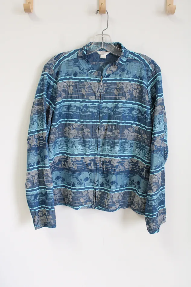 Christopher Banks Blue Floral Striped Jacket L Christopher Banks Rings