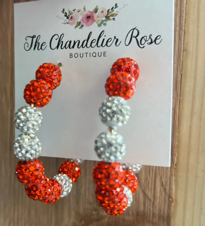 CIRCULAR RHINESTONE HOOP EARRINGS ORANGE SILVER The Chandelier Rose Boutique Earrings CIRCULAR RHINESTONE HOOP EARRINGS ORANGE SILVER The Chandelier Rose Boutique Earrings