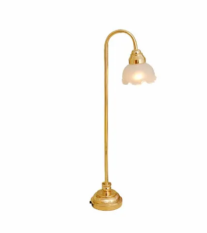 CJ Earrings 1 12 Scale Dollhouse Mini Flower Shade LED Floor Lamp Battery Type Without Cord