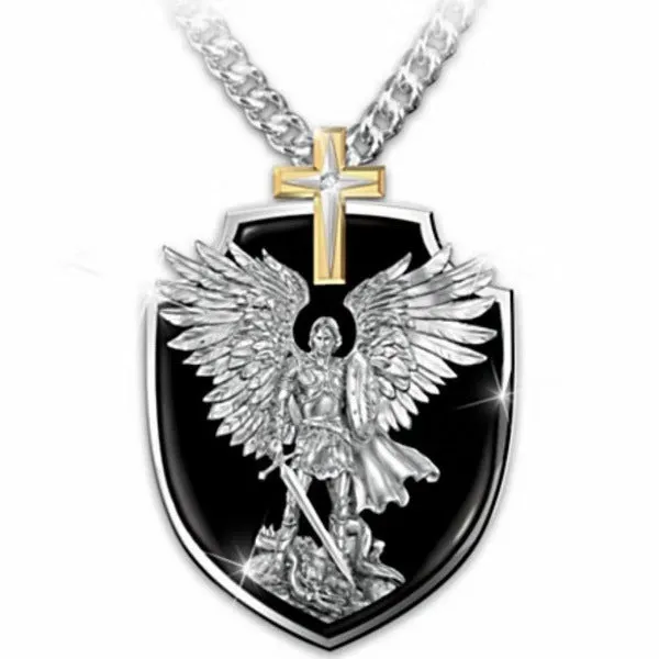 CJDropshipping Necklaces Knight Wing Shield Pendant Necklace