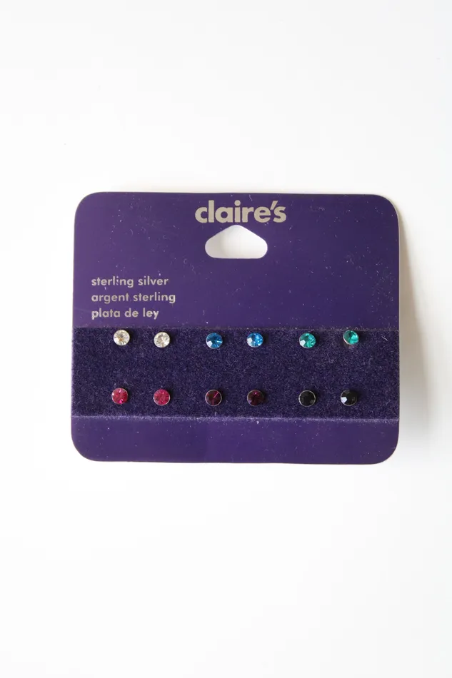 Claires Earrings Claires Multi Colored Sterling Silver Stud Earring Set Set Of 6 Claires Earrings Claires Multi Colored Sterling Silver Stud Earring Set Set Of 6