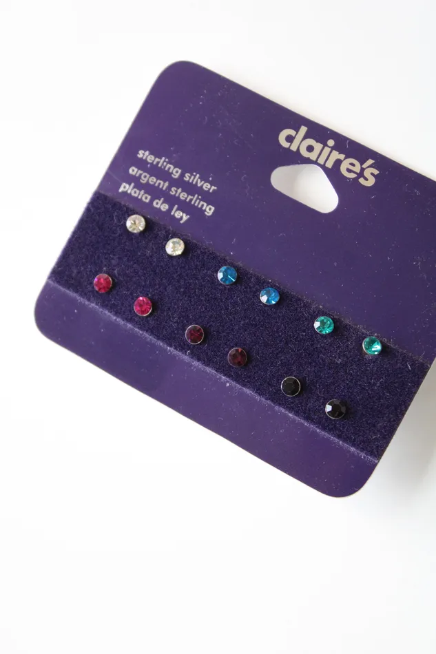 Claires Earrings Claires Multi Colored Sterling Silver Stud Earring Set Set Of 6