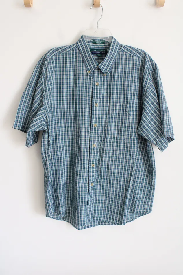 Claybrooke Rings Claybrooke Wrinkle Free Green Blue Plaid Button Down Shirt L Claybrooke Rings Claybrooke Wrinkle Free Green Blue Plaid Button Down Shirt L