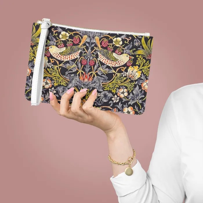 Clutch Bag William Morris Strawberry Thief Design Portraits by NC Rings