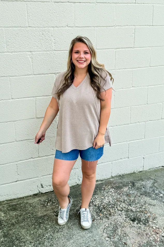 Cole VNeck Dolman Top Mocha Andree By Unit Earrings