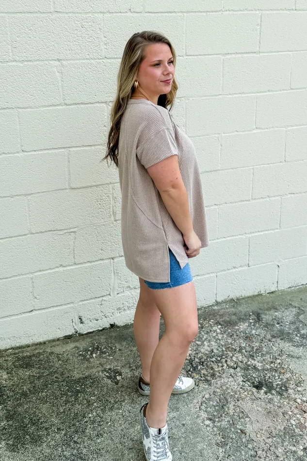 Cole VNeck Dolman Top Mocha Andree By Unit Earrings