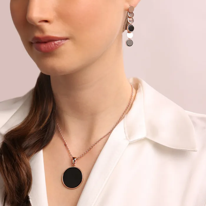 Collana con Pendente Disco Medio in Pietra Naturale Bronzallure Earrings