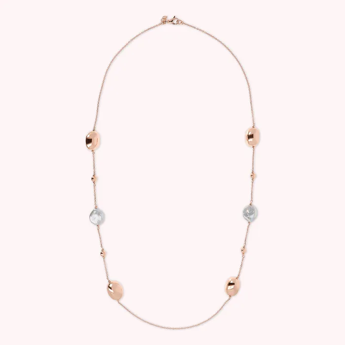 Collana Lunga con Pepite Lucide in Golden Ros e Perle dAcqua Dolce 17 mm Bronzallure Earrings