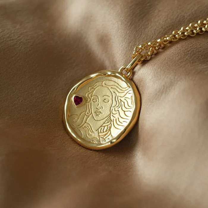 COMMON ERA Aphrodite Goddess of Love Necklace with Garnet Necklaces