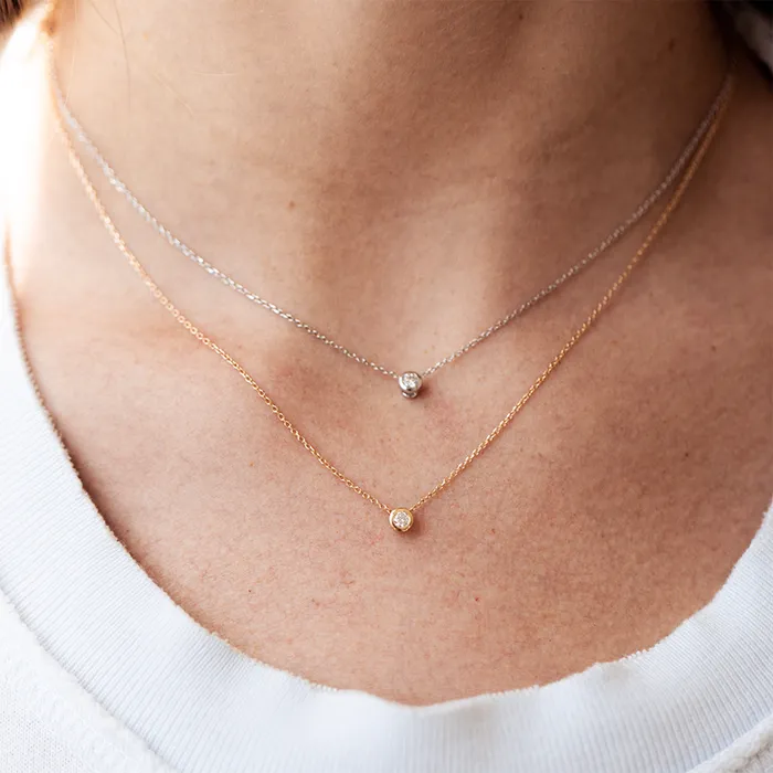 Consider the Wldflwrs Necklaces Round Diamond Bezel Necklace Consider the Wldflwrs Necklaces Round Diamond Bezel Necklace