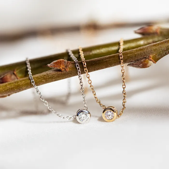 Consider the Wldflwrs Necklaces Round Diamond Bezel Necklace Consider the Wldflwrs Necklaces Round Diamond Bezel Necklace