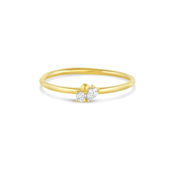 Consider the Wldflwrs Two Stone Pear Cluster Stacker Rings